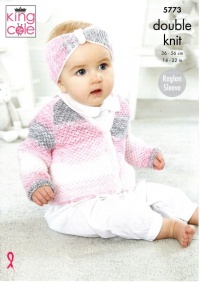 Knitting Pattern - King Cole 5773 - Baby Pure DK - Round and V-Neck Cardigans